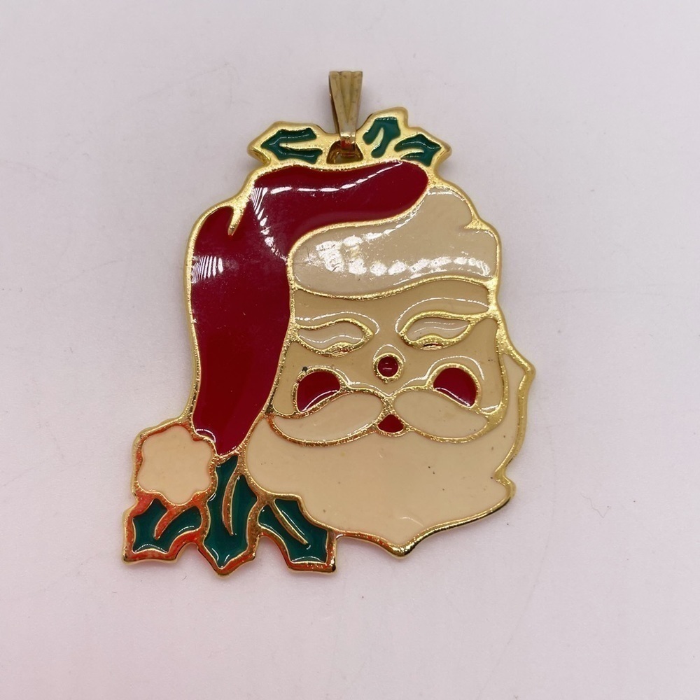 Wallace Silversmiths Gold Tone Santa Claus Holiday Christmas Pendant